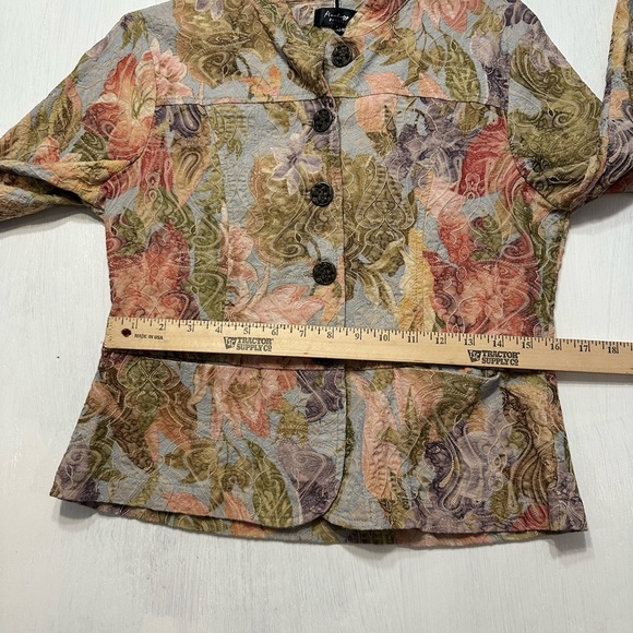 Analogy Petite Quilted Floral Jacket Women’s Fits Small Medium Button Front - Picture 5 of 9